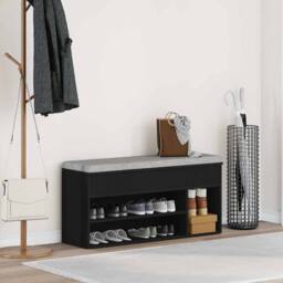 Berkfield Home Shoe Bench Black 102x30.5x45 cm Engineered Wood