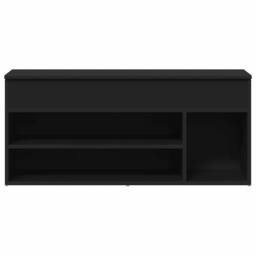Berkfield Home Shoe Bench Black 102x30.5x45 cm Engineered Wood - thumbnail 4