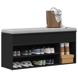Berkfield Home Shoe Bench Black 102x30.5x45 cm Engineered Wood - thumbnail 2