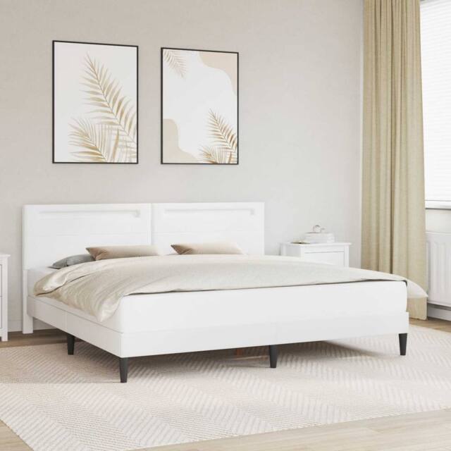Berkfield Home Bed Frame with LED Strip Lights White 180 x 200 cm Faux Leather - image 1