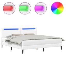 Berkfield Home Bed Frame with LED Strip Lights White 180 x 200 cm Faux Leather - thumbnail 2