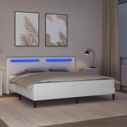 Berkfield Home Bed Frame with LED Strip Lights White 180 x 200 cm Faux Leather - thumbnail 4