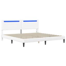 Berkfield Home Bed Frame with LED Strip Lights White 180 x 200 cm Faux Leather - thumbnail 5