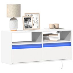 Berkfield Home TV Wall Cabinet with LED Lights White 100x31x45 cm - Size: 100 x 31 x 45 cm - thumbnail 1