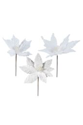VFM e-Store Glitter Flower Picks Christmas Decoration Ornament X 1 30cm White - thumbnail 1