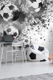 Origin Murals Football Splash Wall Mural in Grey - Size: W350 cm x H280 cm - thumbnail 1