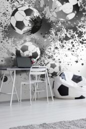 Origin Murals Football Splash Wall Mural in Grey - Size: W350 cm x H280 cm - thumbnail 6