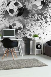 Origin Murals Football Splash Wall Mural in Grey - Size: W350 cm x H280 cm - thumbnail 4