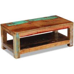 Berkfield Home Coffee Table Solid Reclaimed Wood 90x45x35 cm in Brown - Size: 90 x 45 x 35 cm - thumbnail 2
