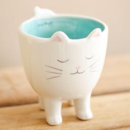 Lisa Angel Women's Sleepy Standing Cat Planter in White - Size: Small - thumbnail 2