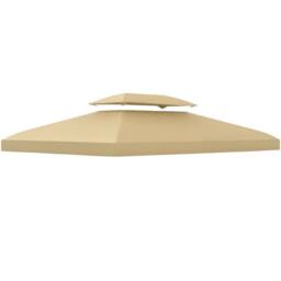 OUTSUNNY 3x4m Gazebo Replacement Roof Canopy 2 Tier Top UV Cover Cream White - thumbnail 2