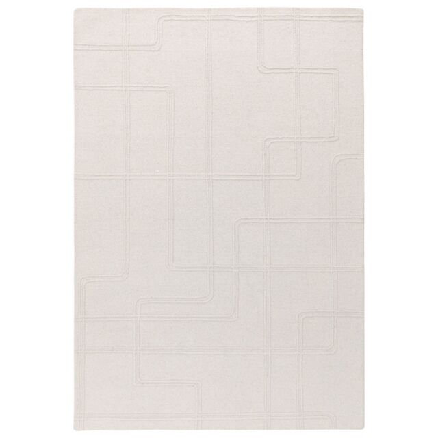 The Rug Shop UK Cream Handmade Wool Modern Geometric Easy To Clean Area Rug - Size: 200 cm x 290 cm - image 1