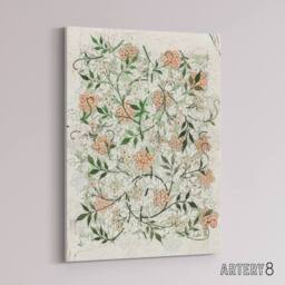 "Artery8 Wild Jasmine Floral Pattern Canvas Wall Art Print William Morris in White - Size: W18"" x H24""" - thumbnail 2