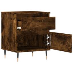 Berkfield Home Modern Bedside Cabinets 2 pcs Smoked Oak 40x35x50 cm Engineered Wood in Brown - Size: 40 x 35 x 50 cm - thumbnail 7
