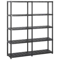 Berkfield Home Storage Shelf 5-Tier Black 142x38x170 cm Plastic - Size: 142 x 38 x 170 cm - thumbnail 2