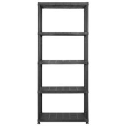 Berkfield Home Storage Shelf 5-Tier Black 142x38x170 cm Plastic - Size: 142 x 38 x 170 cm - thumbnail 3