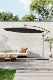 Garden Sanctuary Garden Solar LED Lighted Patio Parasol with Cross Base in Dark Grey - thumbnail 2