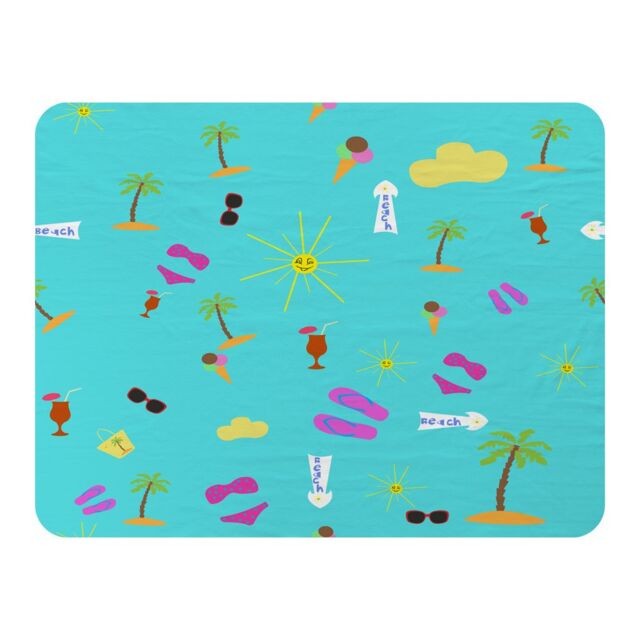 Benjamin Tate Design Beach Cartoons Blanket in Natural - Size: 120 cm x 150 cm - image 1