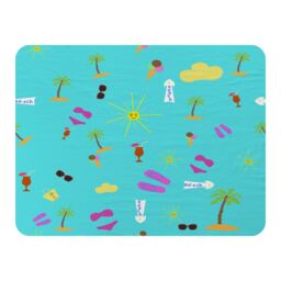 Benjamin Tate Design Beach Cartoons Blanket in Natural - Size: 120 cm x 150 cm - thumbnail 1