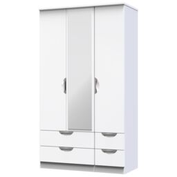 Ready Assembled 2 U Holborn Tall Triple 2 Drawer Mirror + Drawer Wardrobe (Ready Assembled) in White - thumbnail 3