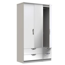 Ready Assembled 2 U Holborn Tall Triple 2 Drawer Mirror + Drawer Wardrobe (Ready Assembled) in White - thumbnail 6