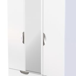Ready Assembled 2 U Holborn Tall Triple 2 Drawer Mirror + Drawer Wardrobe (Ready Assembled) in White - thumbnail 4