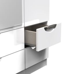 Ready Assembled 2 U Holborn Tall Triple 2 Drawer Mirror + Drawer Wardrobe (Ready Assembled) in White - thumbnail 8