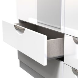 Ready Assembled 2 U Holborn Tall Triple 2 Drawer Mirror + Drawer Wardrobe (Ready Assembled) in White - thumbnail 7