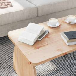 Berkfield Home Traditional Coffee Table Natural 80 x 50 x 31 cm Solid pine wood - thumbnail 5