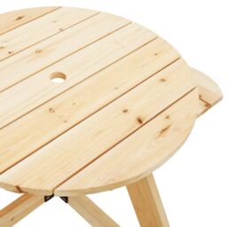 Berkfield Home Picnic Table for 4 Kids with Umbrella Hole Round Solid Wood Fir in Brown - thumbnail 7