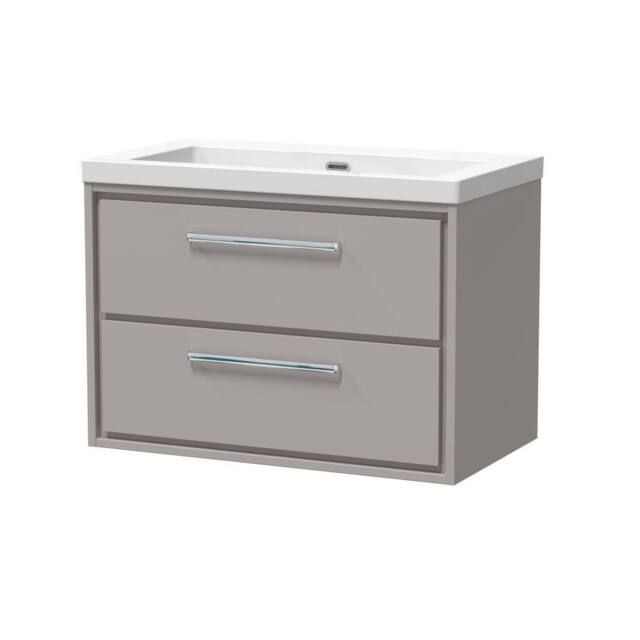 Balterley Bathroom 2 Soft Close Drawer Wall Hung Fireclay Basin, Grey, 800mm in Grey - image 1