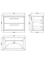 Balterley Bathroom 2 Soft Close Drawer Wall Hung Fireclay Basin, Grey, 800mm in Grey - thumbnail 2