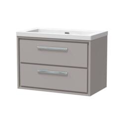 Balterley Bathroom 2 Soft Close Drawer Wall Hung Fireclay Basin, Grey, 800mm in Grey - thumbnail 1