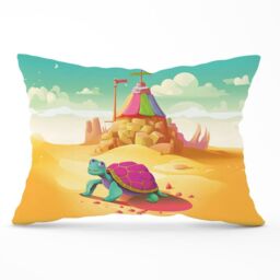 Warren Reed - Designer Turtle On A Beach Holiday Cushions in Yellow - Size: 45 cm x 45 cm - thumbnail 1