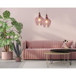 Netlighting Paso Dome Pendant Ceiling Light Nickel Matt Pink Glass Shade 1x E27 - thumbnail 4