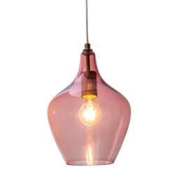 Netlighting Paso Dome Pendant Ceiling Light Nickel Matt Pink Glass Shade 1x E27 - thumbnail 2