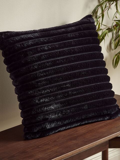 Catherine Lansfield 'Cosy Ribbed' Cushion in Black - Size: 45 cm x 45 cm - image 1
