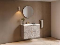 Vente-unique Textured Wall-Hung Bathroom Vanity Unit With Inset Basin - Beige - 80