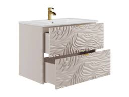 Vente-unique Textured Wall-Hung Bathroom Vanity Unit With Inset Basin - Beige - 80 - thumbnail 5
