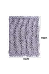 Living and Home 100x150cm Handmade Chunky Knit Throw Blanket in Grey - Size: 100x150 cm - thumbnail 6