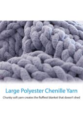 Living and Home 100x150cm Handmade Chunky Knit Throw Blanket in Grey - Size: 100x150 cm - thumbnail 3
