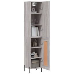 Berkfield Home Highboard Grey Sonoma 34.5x34x180 cm Engineered Wood - thumbnail 3