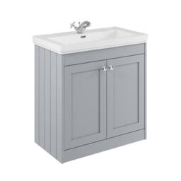 Balterley 800mm Floor Standing 2 Door Unit & Classic Basin 1 Tap Hole Satin Grey - thumbnail 1