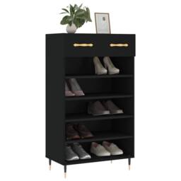 Berkfield Home Shoe Cabinet Black 60x35x105 cm Engineered Wood - Size: 60 x 35 x 105 cm - thumbnail 1