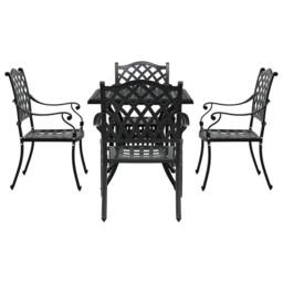 Berkfield Home 5 Piece Garden Dining Set - Black Cast Aluminium - thumbnail 7