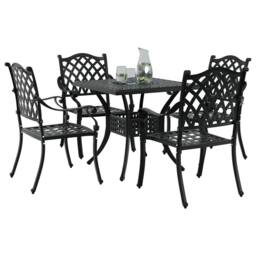 Berkfield Home 5 Piece Garden Dining Set - Black Cast Aluminium - thumbnail 3