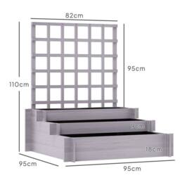 KORVIXA 3 Tier Wooden Garden Planters with Trellis in Grey - Size: 1.25kg - thumbnail 2