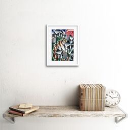 "Artery8 Wall Art Print Popova Birsk Suprematist Painting Framed in White - Size: W7"" x H9""" - thumbnail 2