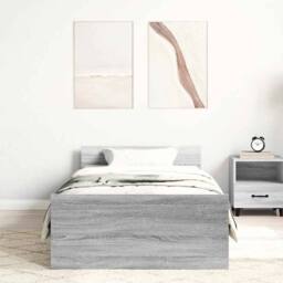 Berkfield Home Bed Frame Grey Sonoma 100x200 cm Engineered Wood - thumbnail 3