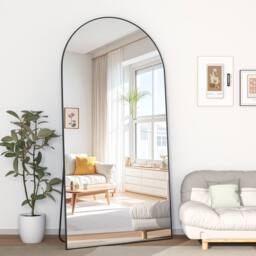 CASSILANDO Large 180cm Arch Black Floor Mirror 80cm Wide Standing/Hanging - Size: 180 cm x 80 cm x 1.4 cm - thumbnail 1